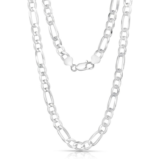 Jewels By Lux Sterling Silver 7.5mm Polished Flat Figaro Chain 